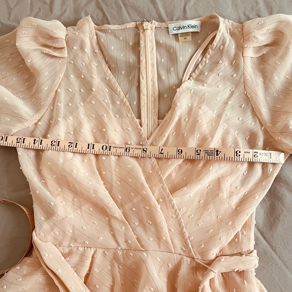Calvin Klein Blush Pink Tiered Wrap Midi Dress - Picture 9 of 9